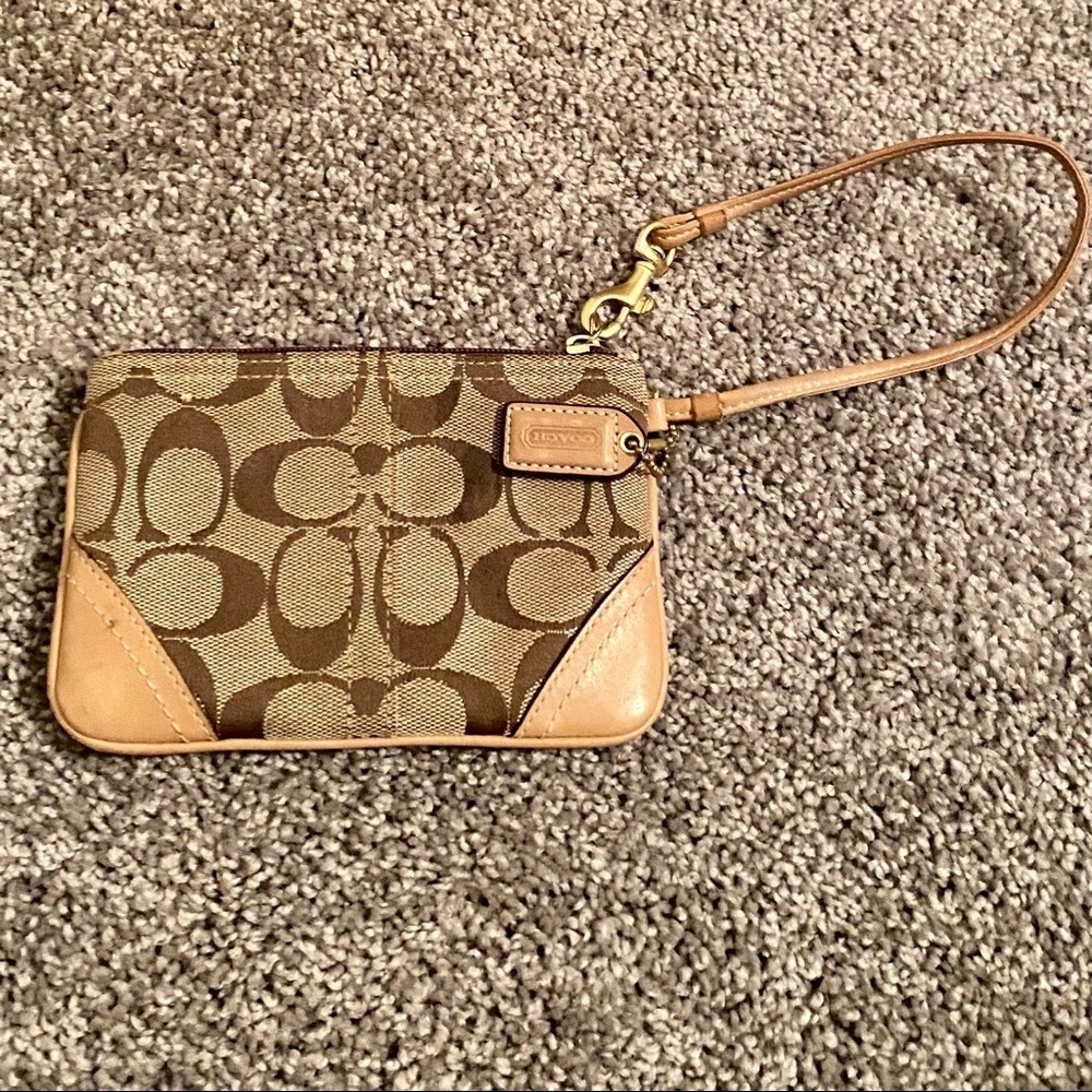 Coach Wristlet Canvas w/Leather trim - Picture 3 of 15